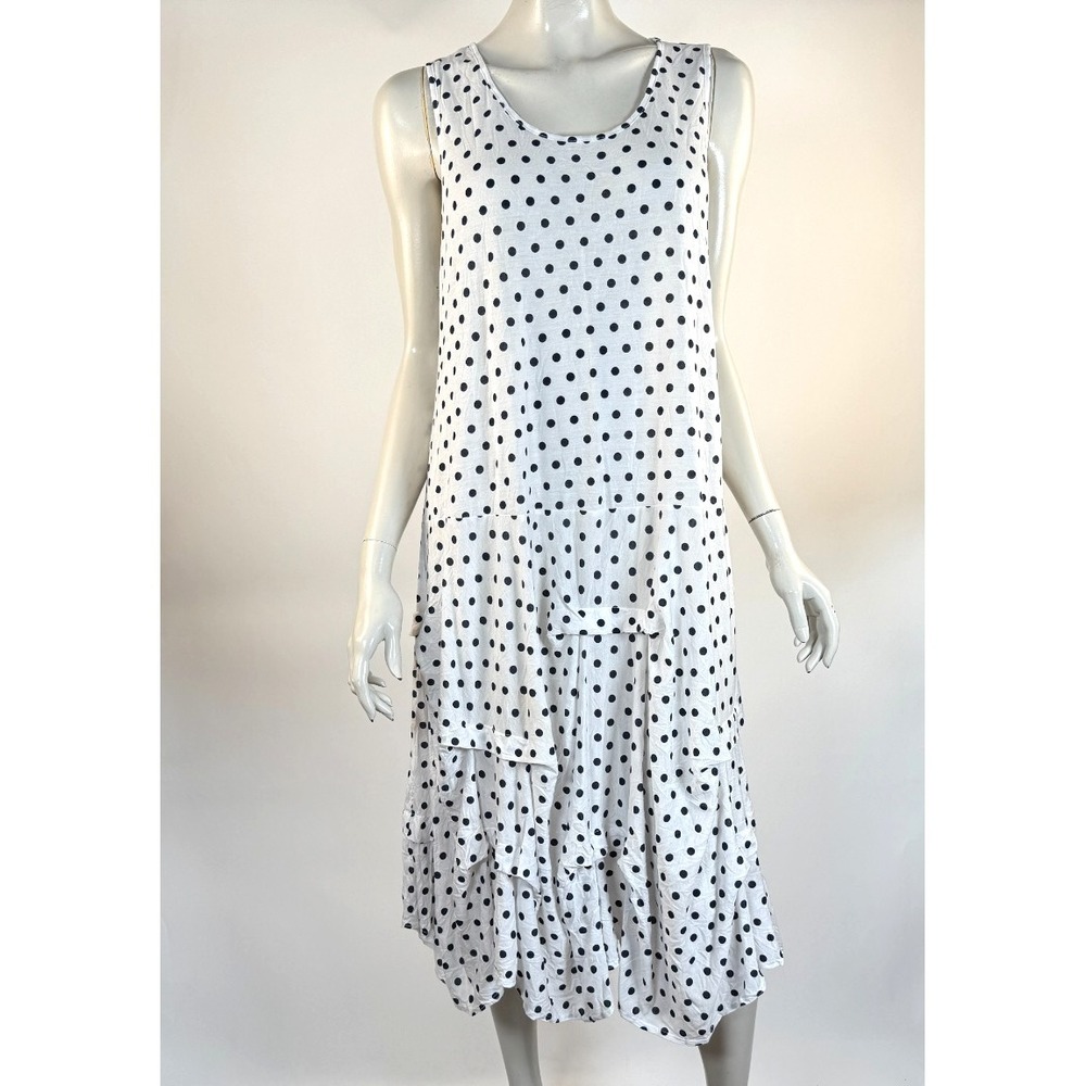 Comfy USA Polka Dot Tank Dress Women XL Sleeveless Lightweight Rayon Stretch